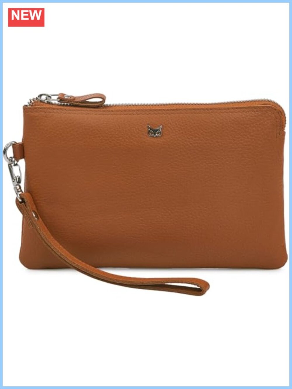 Genuine Top Grain Leather Wristlet Wallet Clutch with Cell Phone Slot